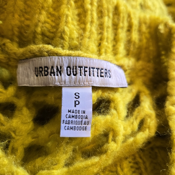 Urban Outfitters Chartreuse Oversized Open-Knit Sweater Lagenlook Boho - Picture 11 of 12